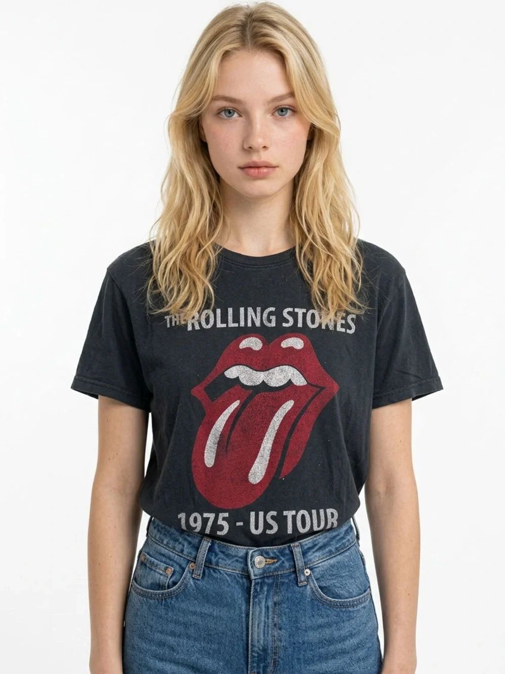 THE ROLLING STONES | Black 1975 US Tour Graphic Band Tee Unisex Size XX-Large